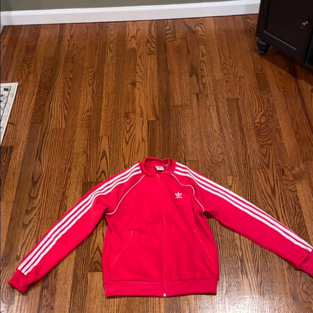 Adidas red track suit jacket